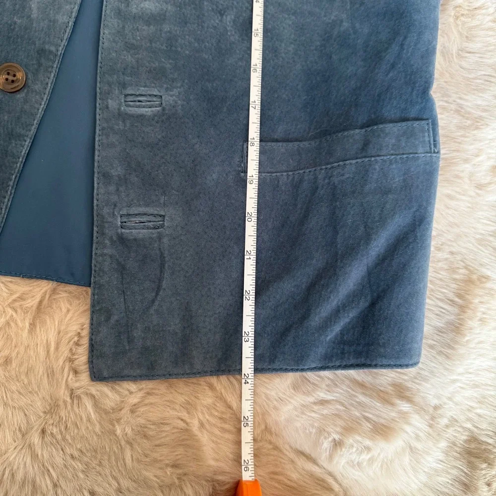 NWT Arizona Vintage Suede Leather Blue Vest Button Front Pockets Small Unisex‎